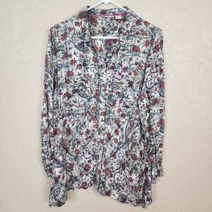 Westbound Floral and Paisley Button Down Shirt 1X (4772)